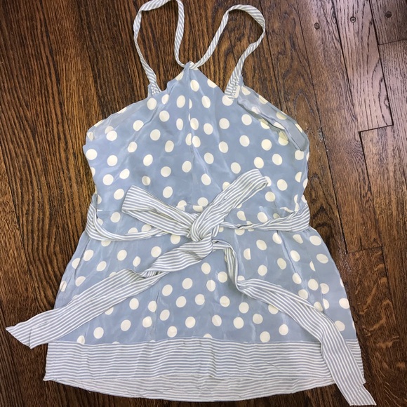 BCBG Maxazria Silk Blue Polka Dot Tank Top - Picture 5 of 5